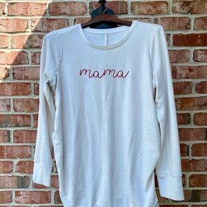 Isabel Maternity White 'Mama' Long Sleeve Lightweight Sweater sz M
